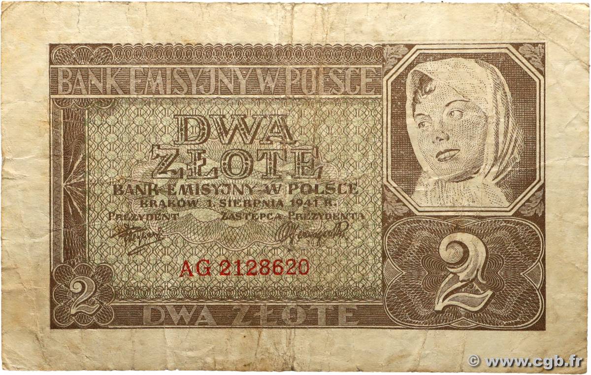 2 Zlote POLAND  1941 P.100 VG
