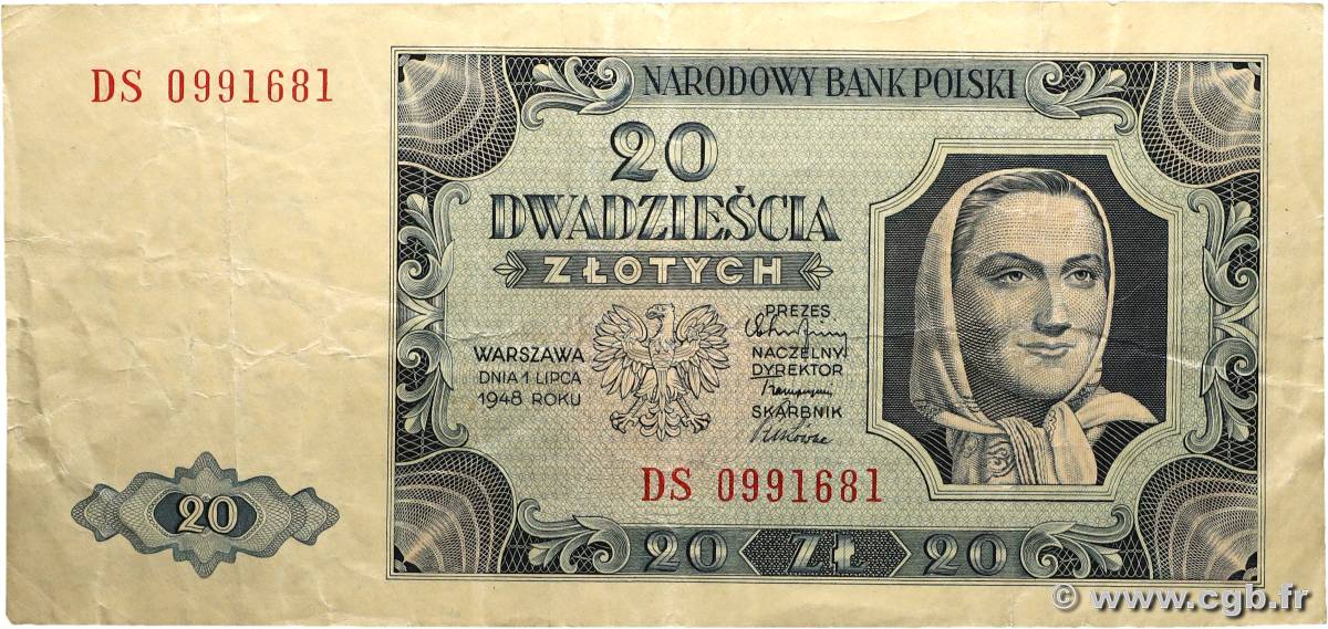 20 Zlotych POLAND  1948 P.137 F