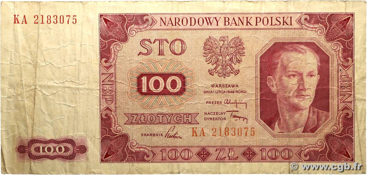 100 Zlotych POLAND  1948 P.139 VG