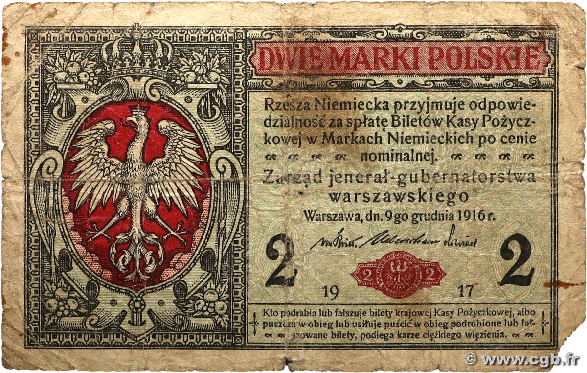 2 Marki POLAND  1917 P.009 G