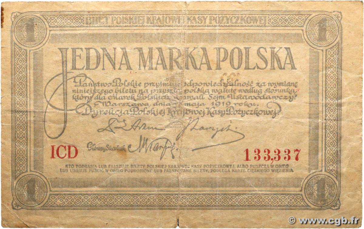 1 Marka POLAND  1919 P.019 F+