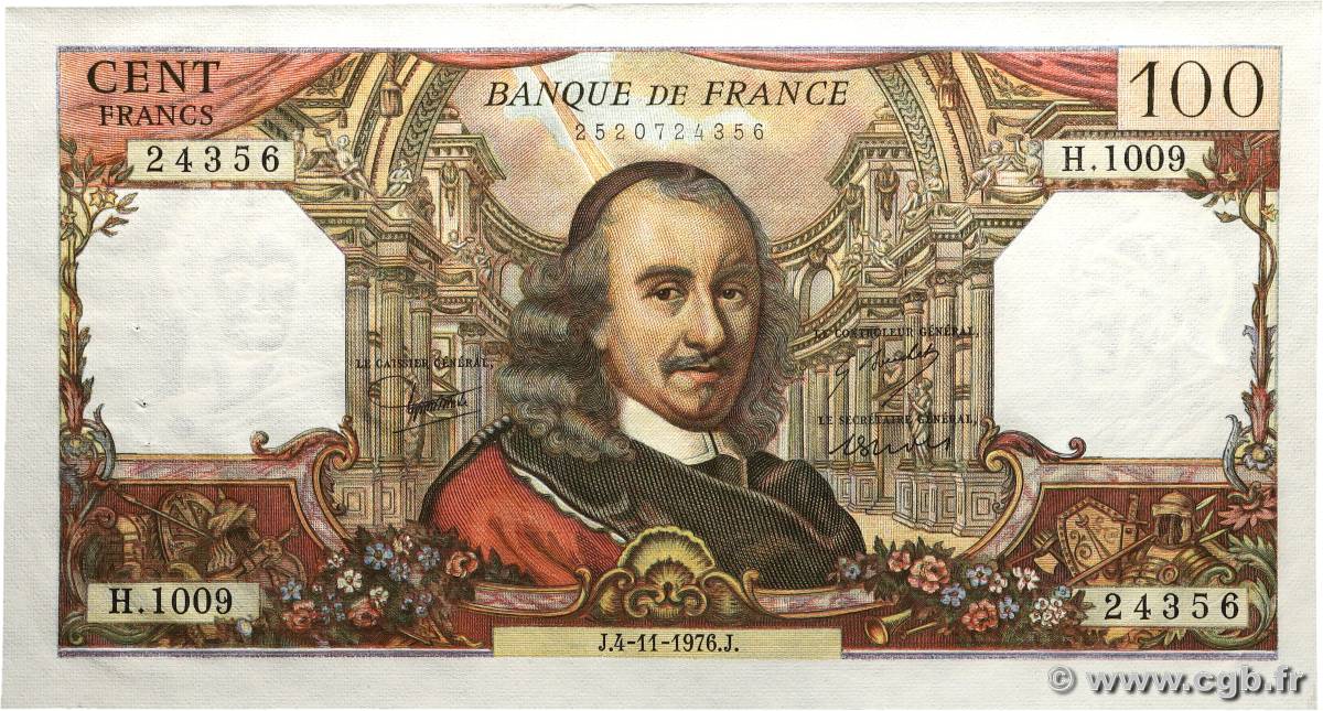 100 Francs CORNEILLE FRANCE  1976 F.65.55 AU