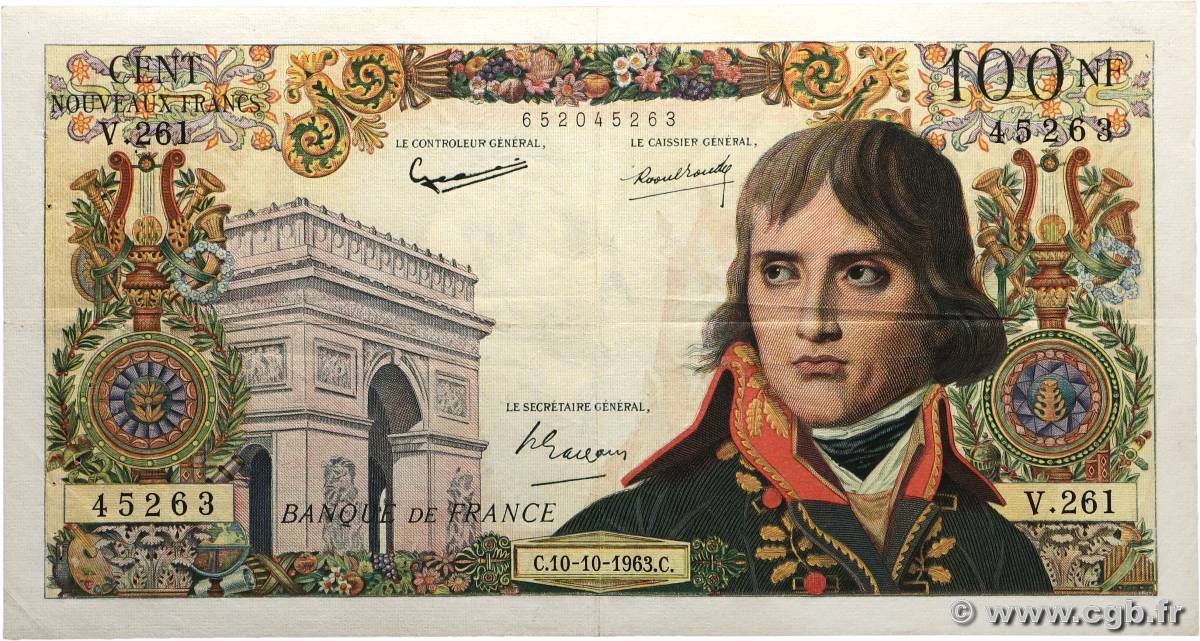 100 Nouveaux Francs BONAPARTE FRANCE  1963 F.59.23 VF