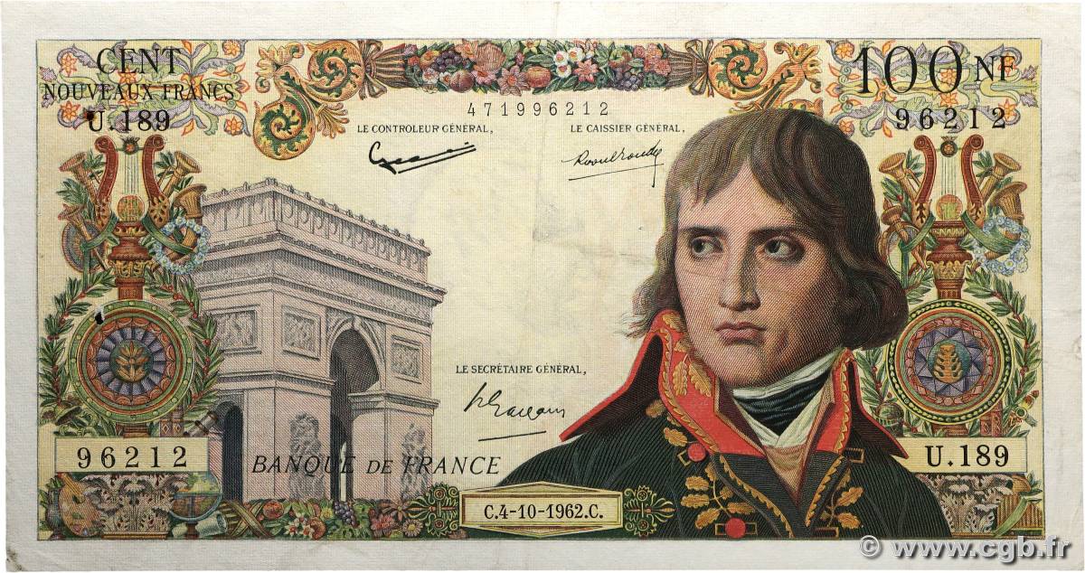 100 Nouveaux Francs BONAPARTE FRANCE  1962 F.59.17 F