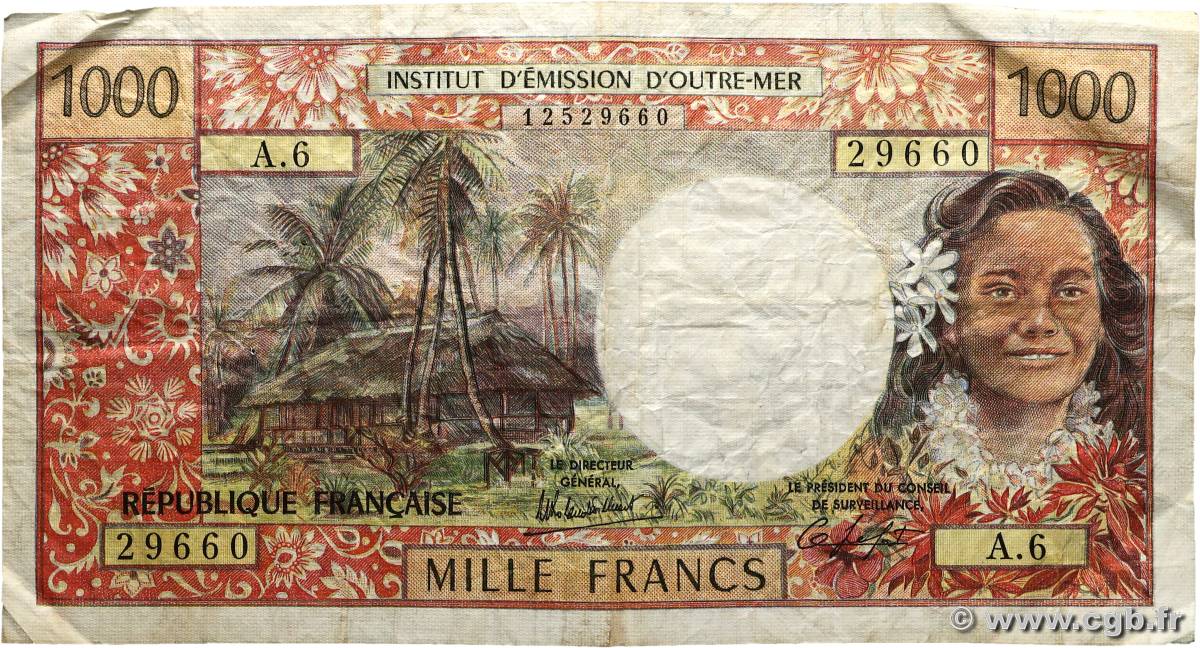 1000 Francs TAHITI  1985 P.27d TB