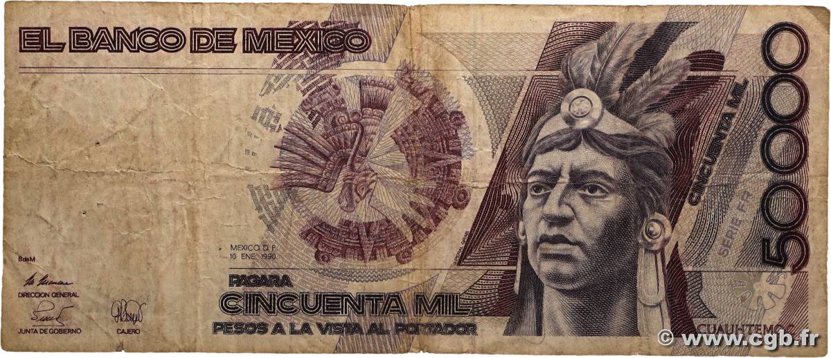 50000 Pesos MEXICO  1990 P.093b VG