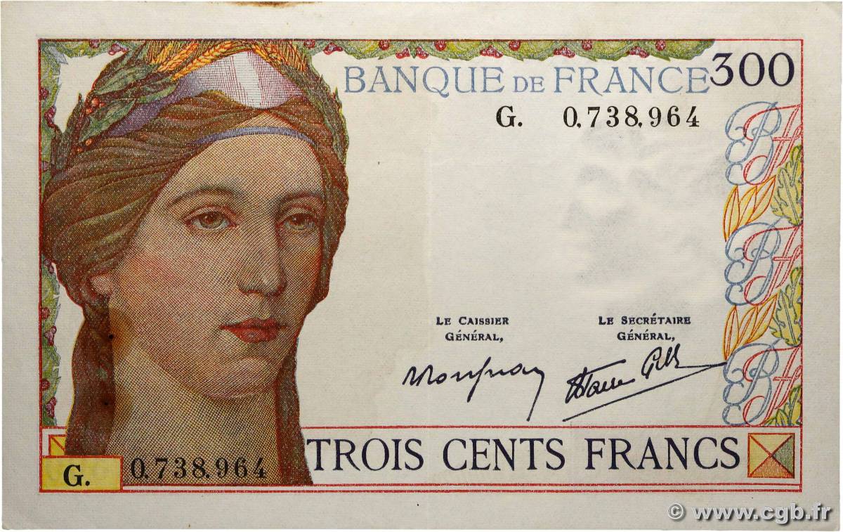 300 Francs FRANCE  1938 F.29.01 TTB+