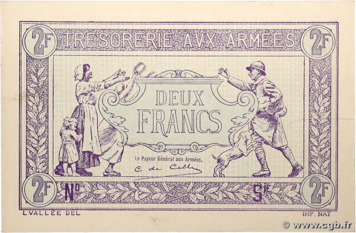2 Francs TRÉSORERIE AUX ARMÉES Épreuve FRANCE  1919 VF.05.00Ec pr.NEUF