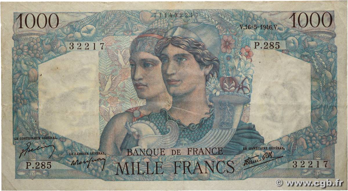 1000 Francs MINERVE ET HERCULE FRANCIA  1946 F.41.14 BC+
