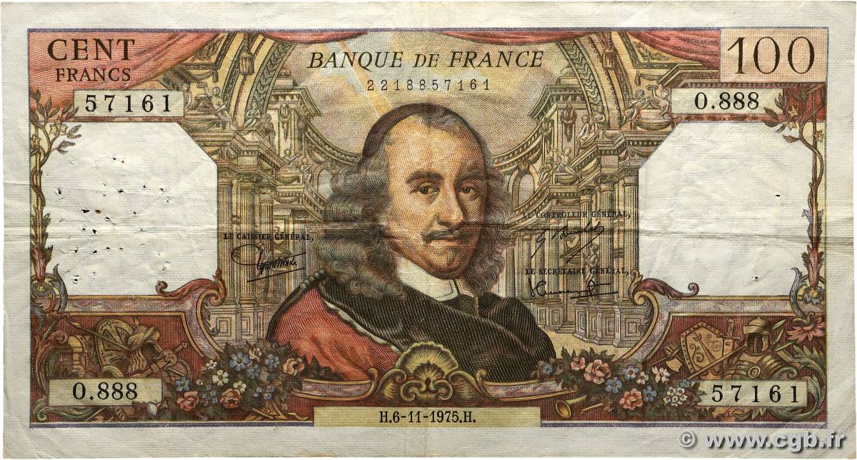 100 Francs CORNEILLE FRANCE  1975 F.65.50 TB
