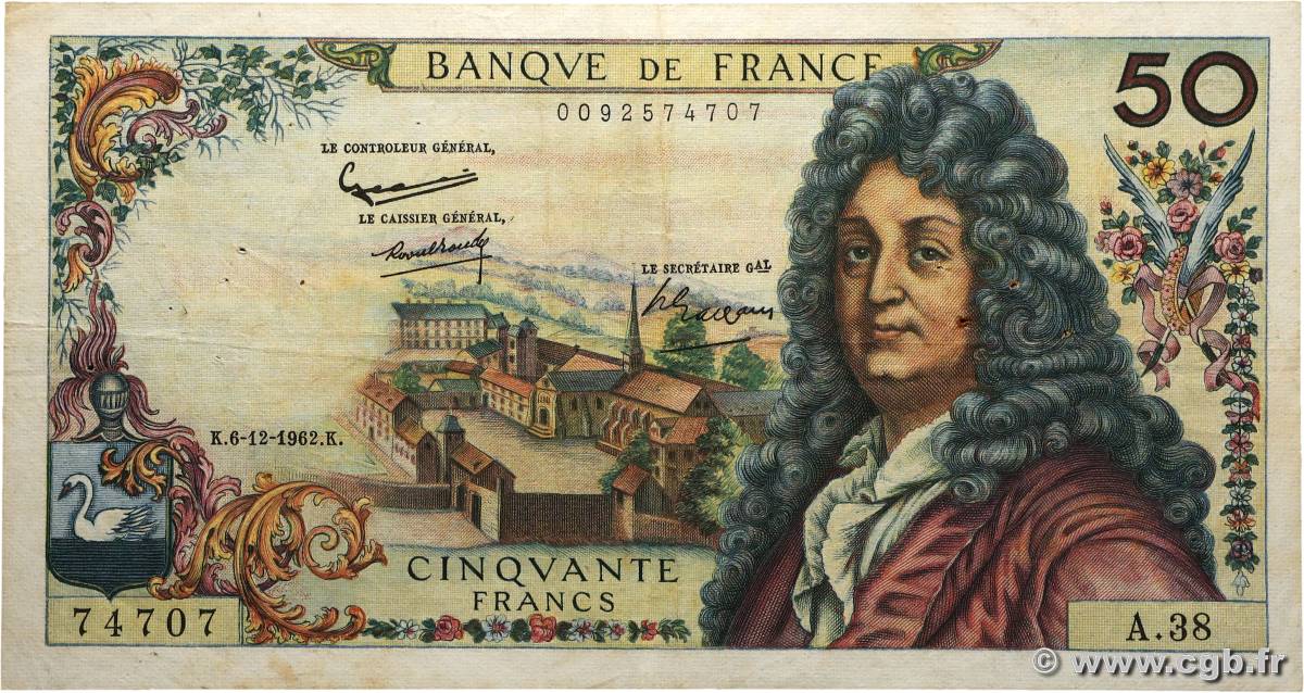 50 Francs RACINE FRANCE  1962 F.64.03 TB