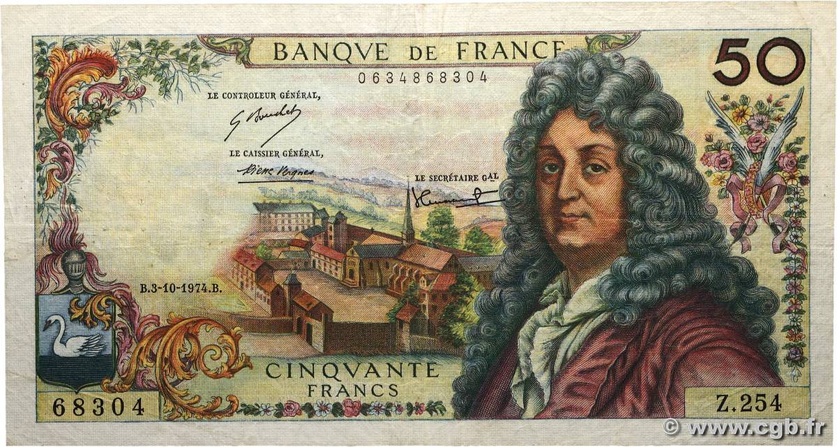 50 Francs RACINE FRANCIA  1974 F.64.28 BC