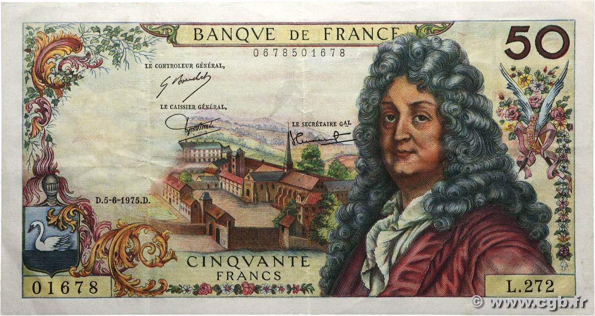 50 Francs RACINE FRANCIA  1975 F.64.30 MBC