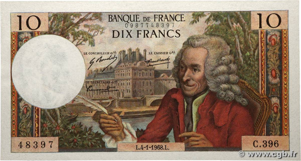 10 Francs VOLTAIRE FRANCE  1968 F.62.31 SPL+