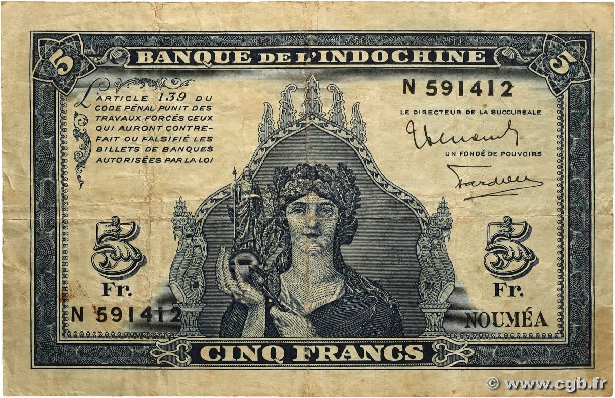 5 Francs NOUVELLE CALÉDONIE  1944 P.48 S