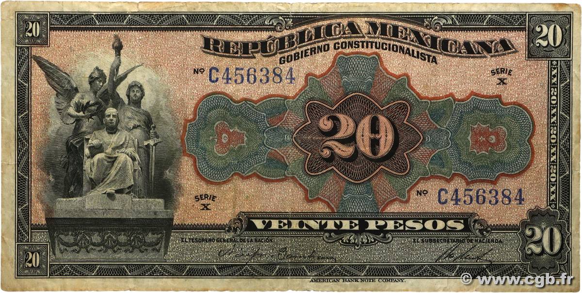 20 Pesos MEXIQUE  1915 PS.0687a TB