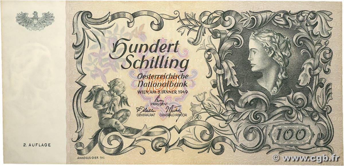 100 Schilling AUSTRIA  1949 P.132 XF-