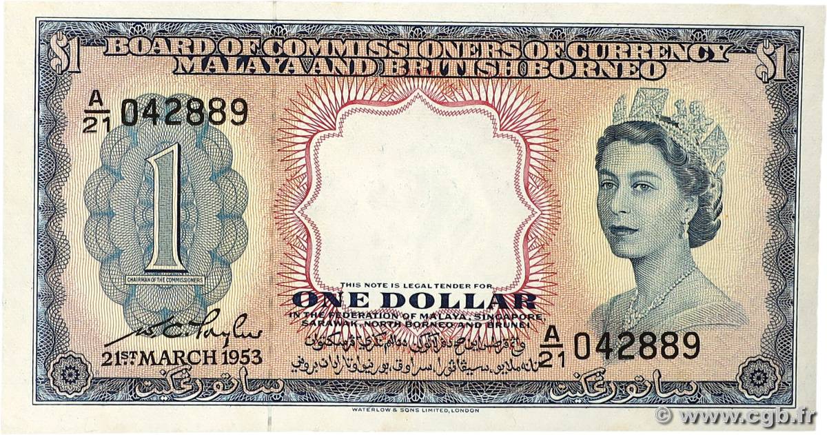 1 Dollar MALAISIE et BORNEO BRITANNIQUE  1953 P.01a NEUF