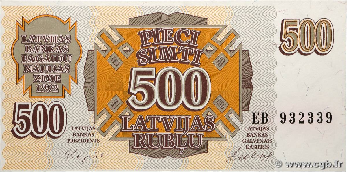 500 Rublu LETTONIE  1992 P.42 NEUF