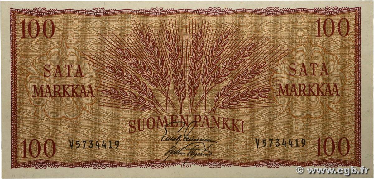 100 Markkaa FINLAND  1957 P.097a AU