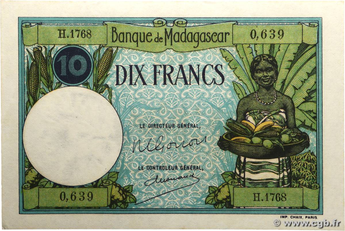 10 Francs MADAGASCAR  1957 P.036  pr.NEUF