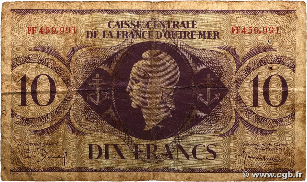 10 Francs Marianne CCFOM AFRIQUE ÉQUATORIALE FRANÇAISE  1944 A.125a SGE