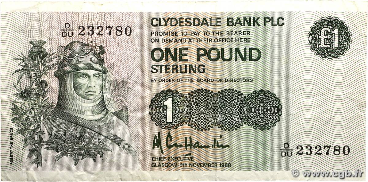 1 Pound ÉCOSSE  1988 P.211d TB