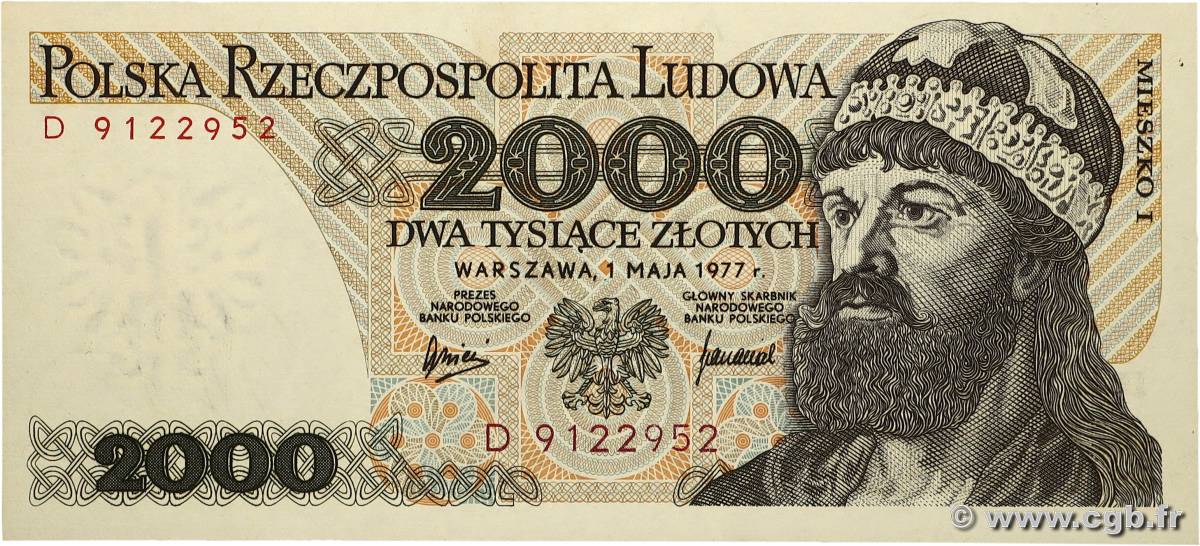 2000 Zlotych POLAND  1977 P.147a UNC