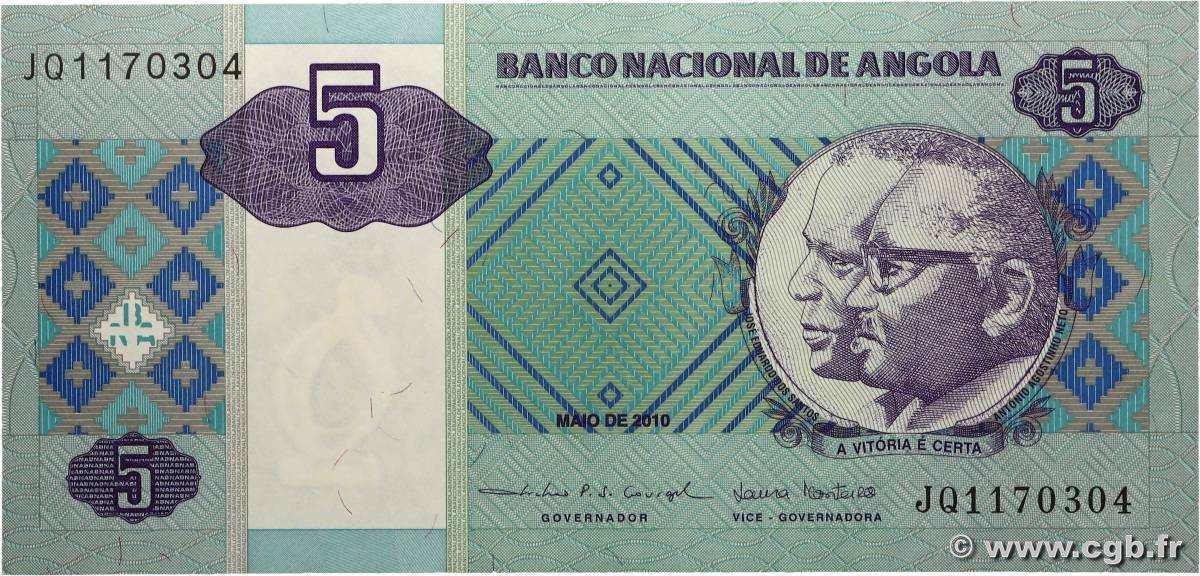 5 Kwanzas ANGOLA  2010 P.144b NEUF