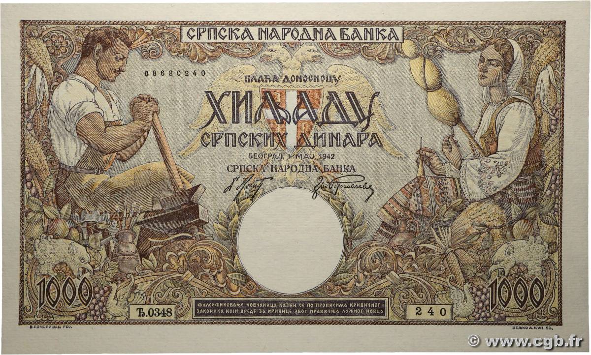 1000 Dinara SERBIEN  1942 P.32b fST+