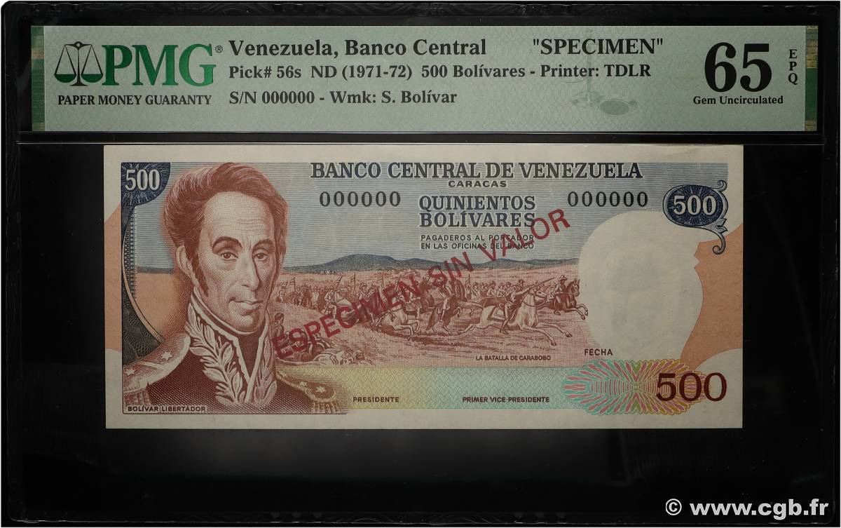 500 Bolivares Spécimen VENEZUELA  1971 P.056s NEUF