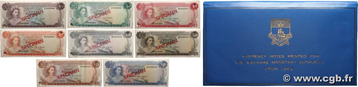 50 Cents au 100 Dollars Set de présentation BAHAMAS  1968 P.26s au P.33s AU