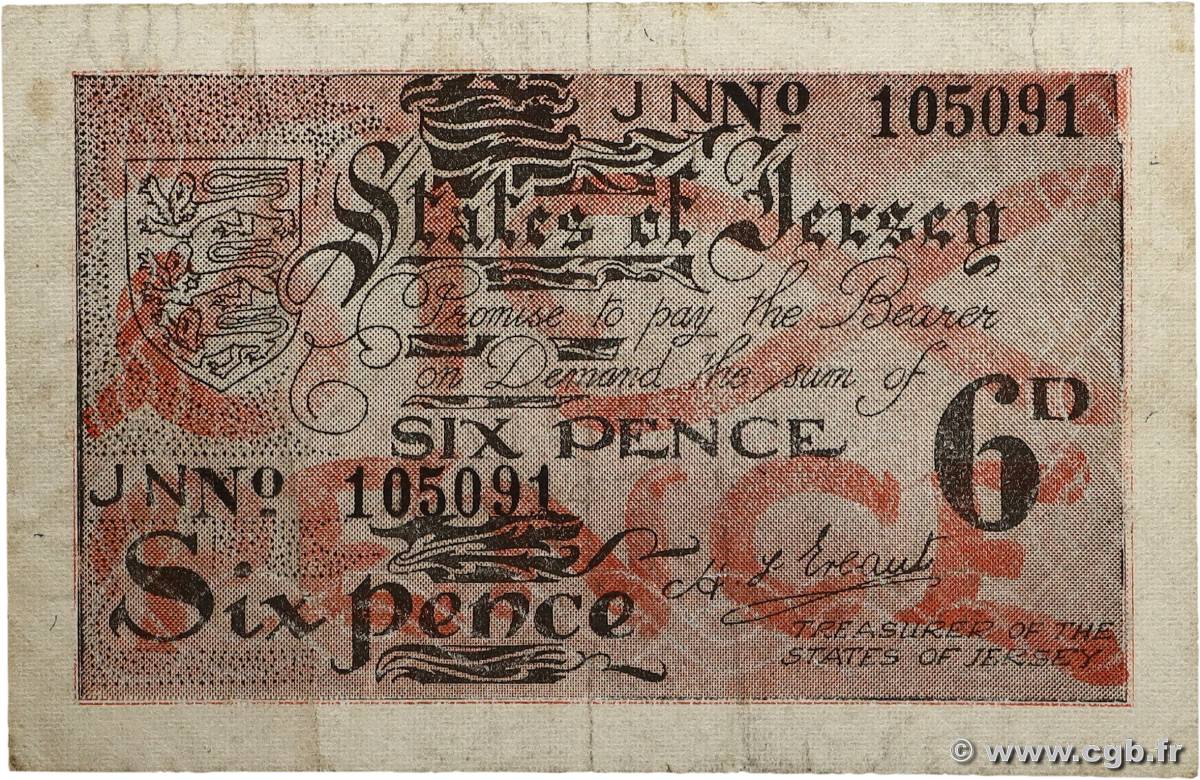 6 pence JERSEY  1941 P.01a S