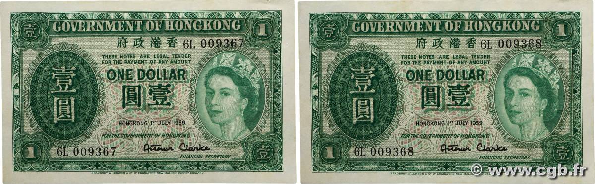 1 Dollar Consécutifs HONGKONG  1959 P.324Ab ST