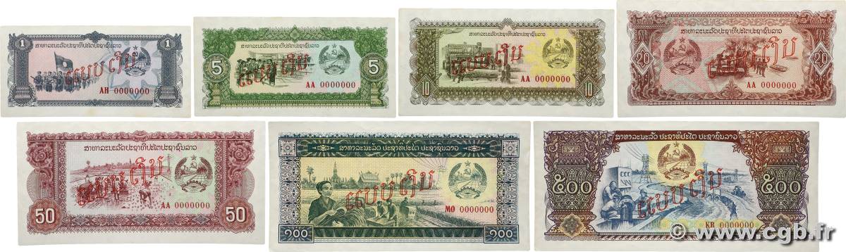 1 au 500 Kip Spécimen LAOS  1979 P.25s au P.31s AU+