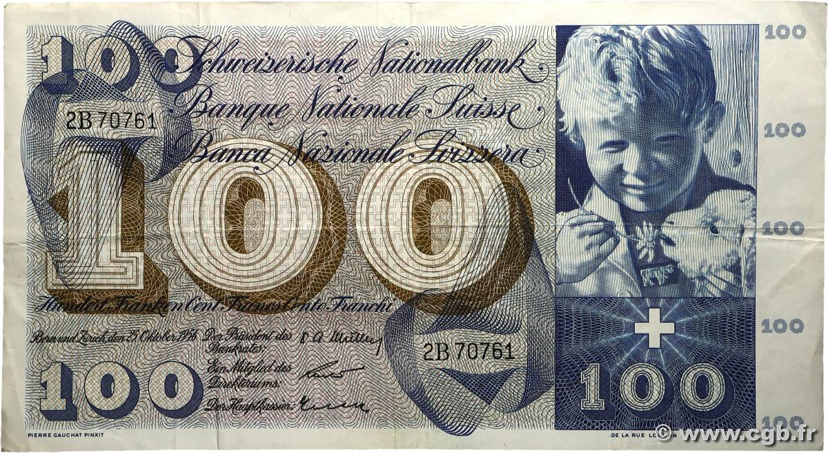 100 Francs SUISSE  1956 P.49a TB+