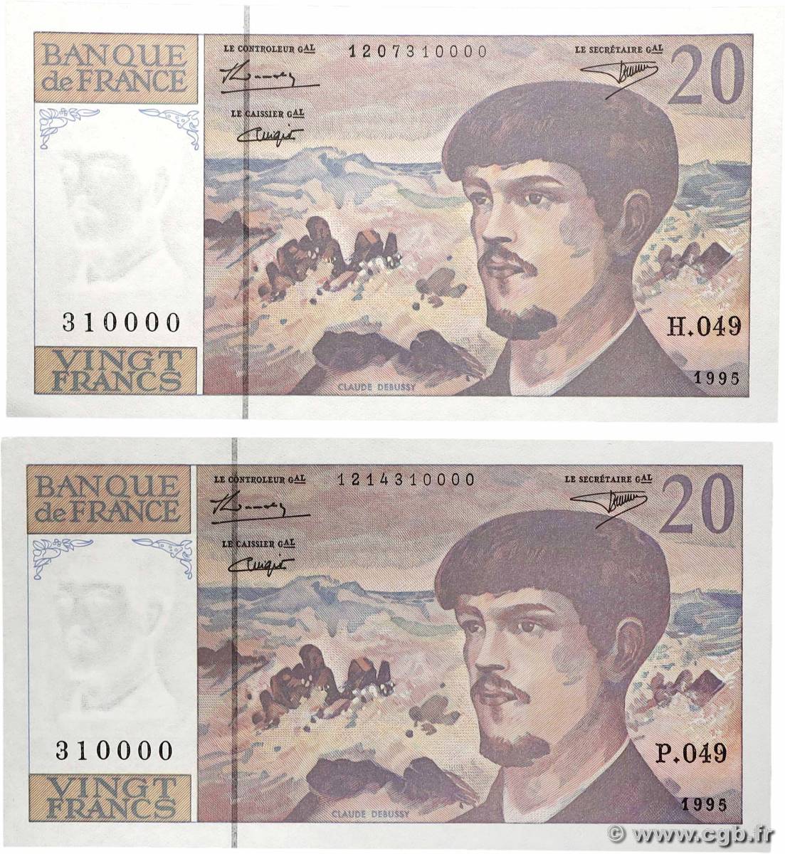 20 Francs DEBUSSY Modifié Lot FRANCE  1995 F.66ter.01 pr.NEUF