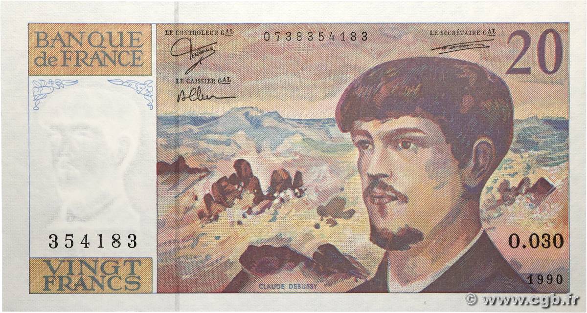 20 Francs DEBUSSY à fil de sécurité FRANCE  1990 F.66bis.01 UNC