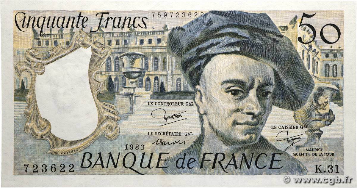 50 Francs QUENTIN DE LA TOUR FRANKREICH  1983 F.67.09 VZ