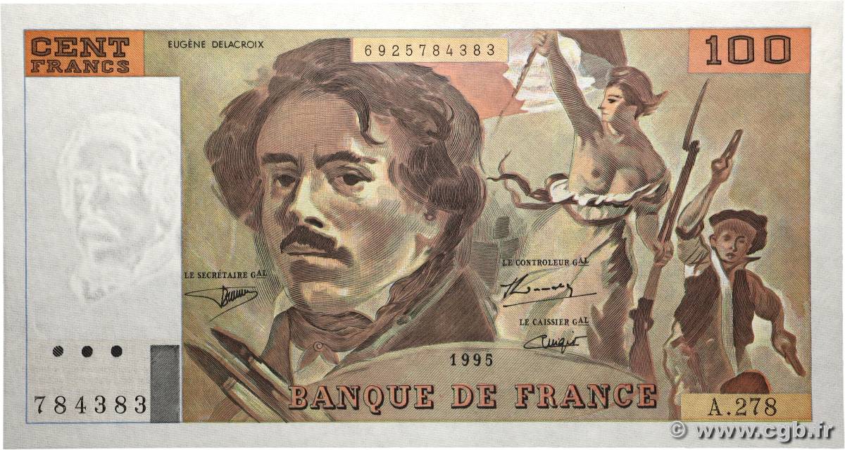 100 Francs DELACROIX 442-1 & 442-2 FRANCE  1995 F.69ter.02b pr.NEUF