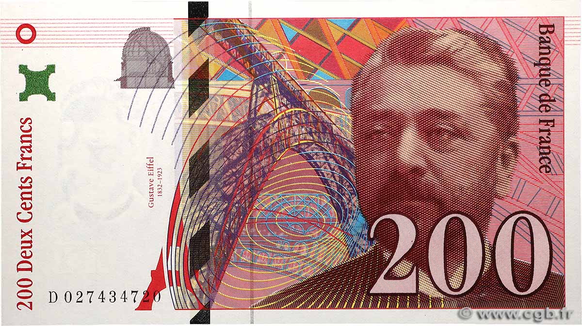 200 Francs EIFFEL Numéro radar FRANCIA  1996 F.75.02 FDC