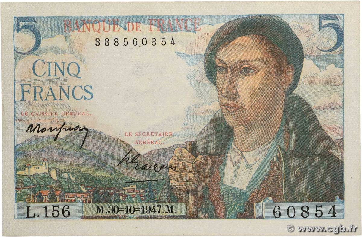 5 Francs BERGER FRANCE  1947 F.05.07 pr.NEUF