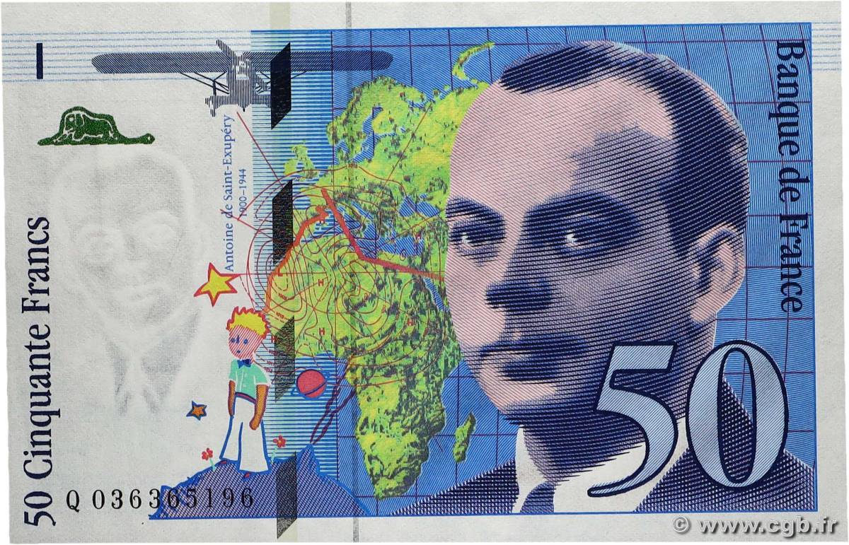 50 Francs SAINT-EXUPÉRY modifié FRANCIA  1997 F.73.04 EBC