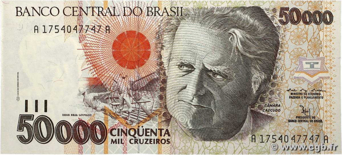 50000 Cruzeiros BRÉSIL  1992 P.234a SPL