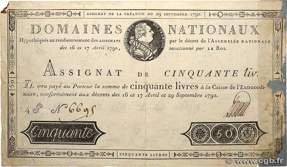50 Livres FRANCIA  1790 Ass.04a MC