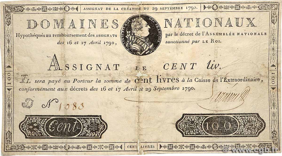 100 Livres FRANCE  1790 Ass.09a pr.B