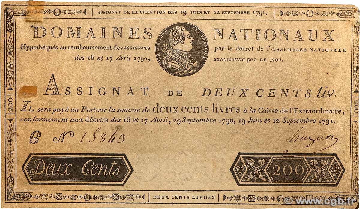 200 Livres Faux FRANKREICH  1791 Ass.17a S