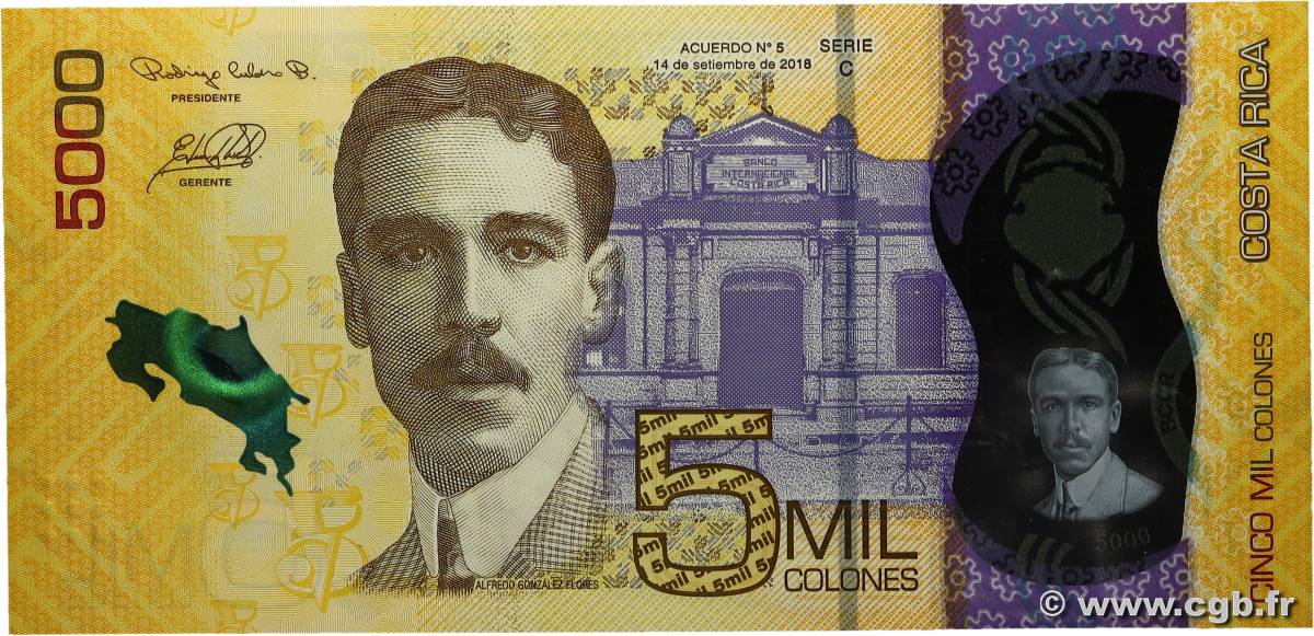 5000 Colones COSTA RICA  2018 P.282 AU