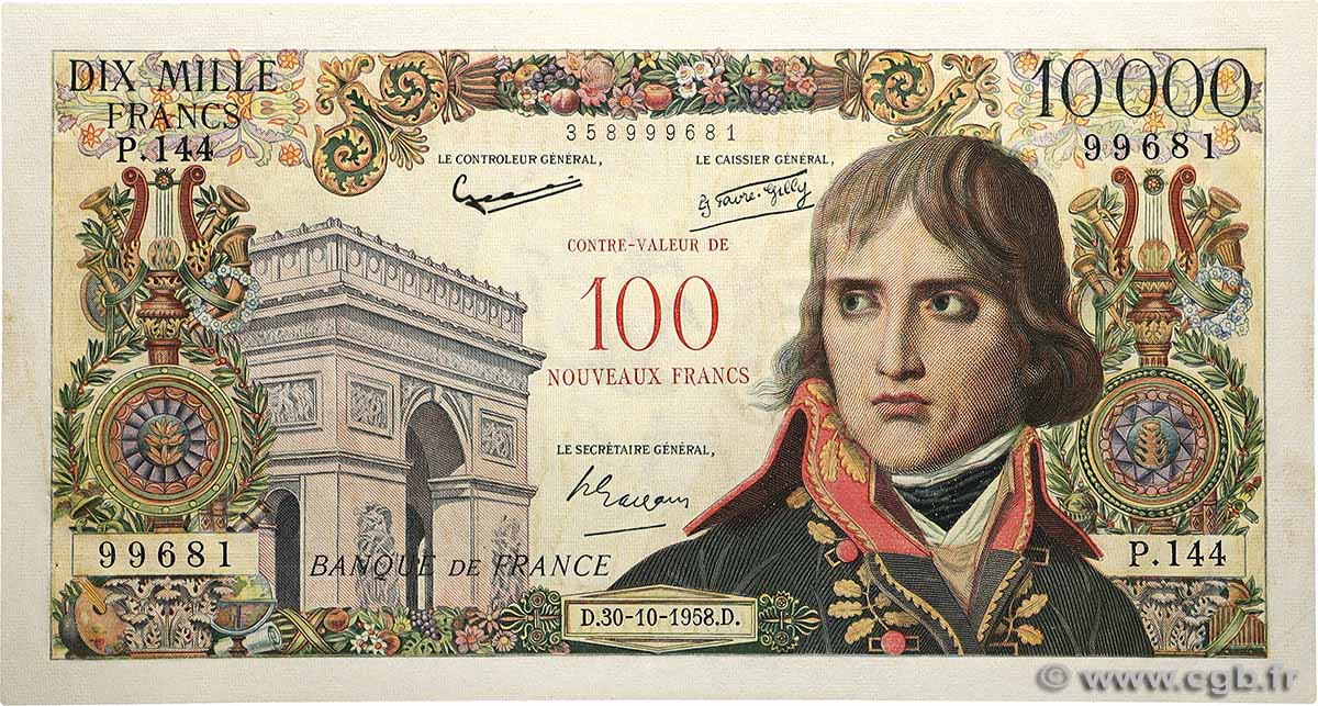 100 NF sur 10000 Francs BONAPARTE FRANKREICH  1958 F.55.01 VZ+