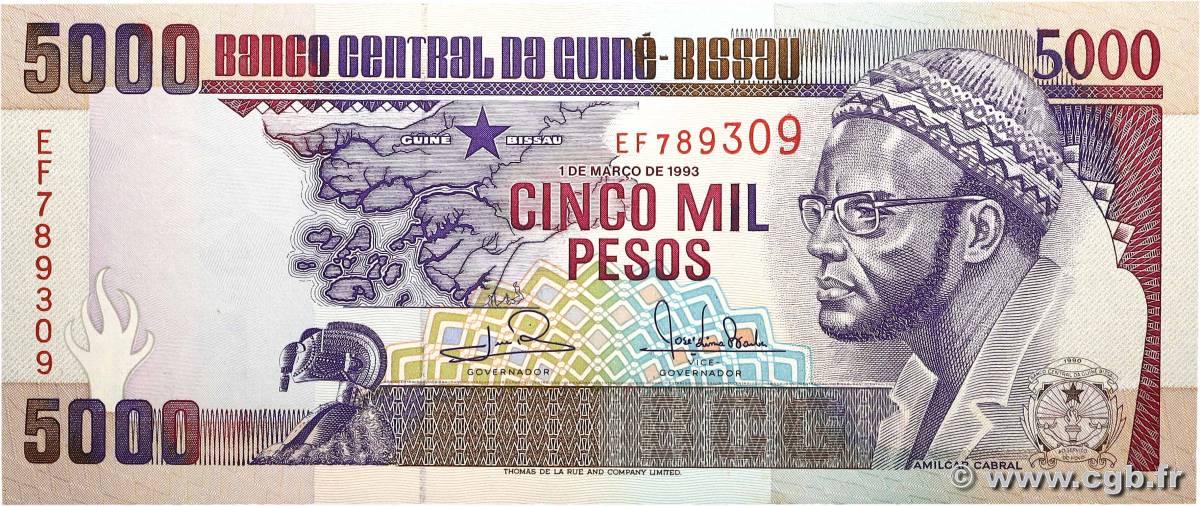 5000 Pesos GUINÉE BISSAU  1993 P.14b NEUF